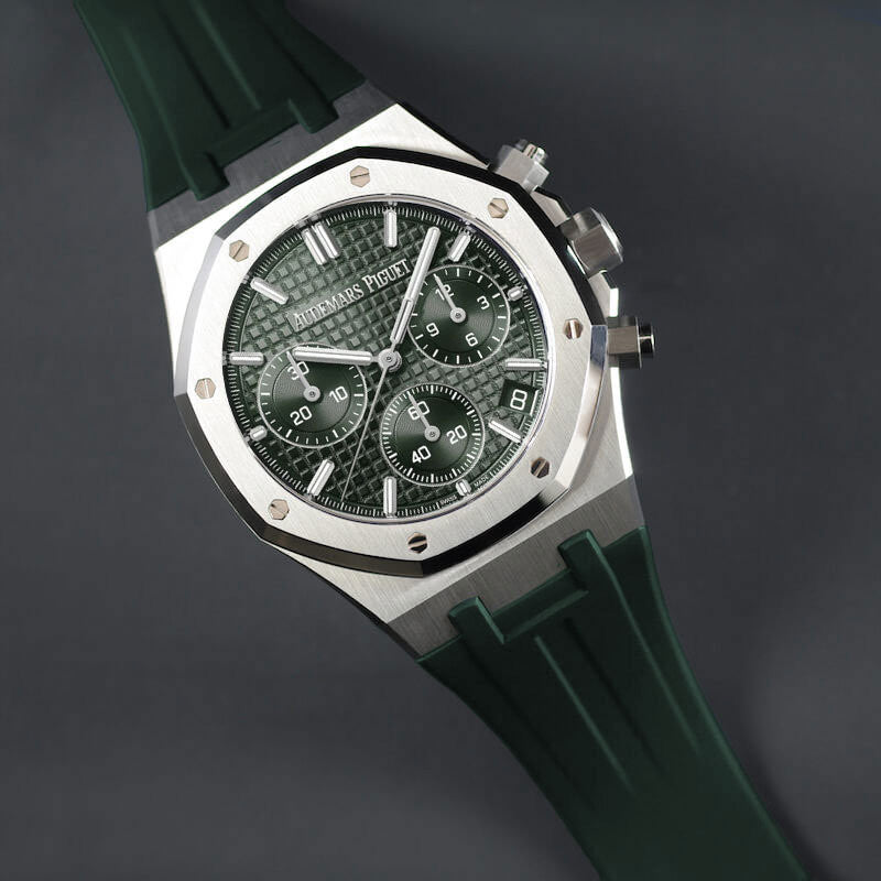 Rubber B Strap APB41 Hunter Green for Audemars Piguet Royal Oak 41mm on Lea - rubber watch strap