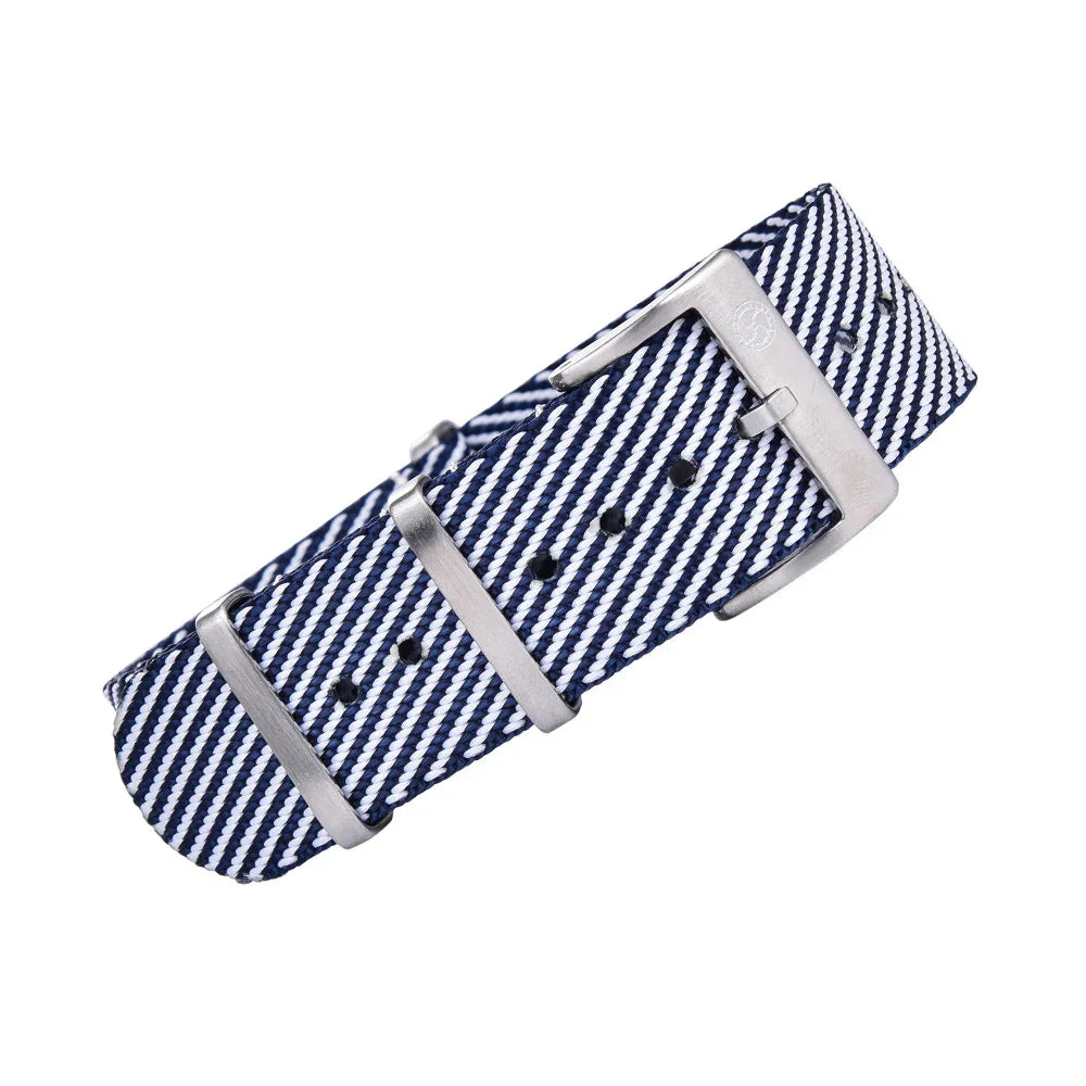 KronoKeeper Premium NATO strap - Navy/White - NATO nylon watch strap