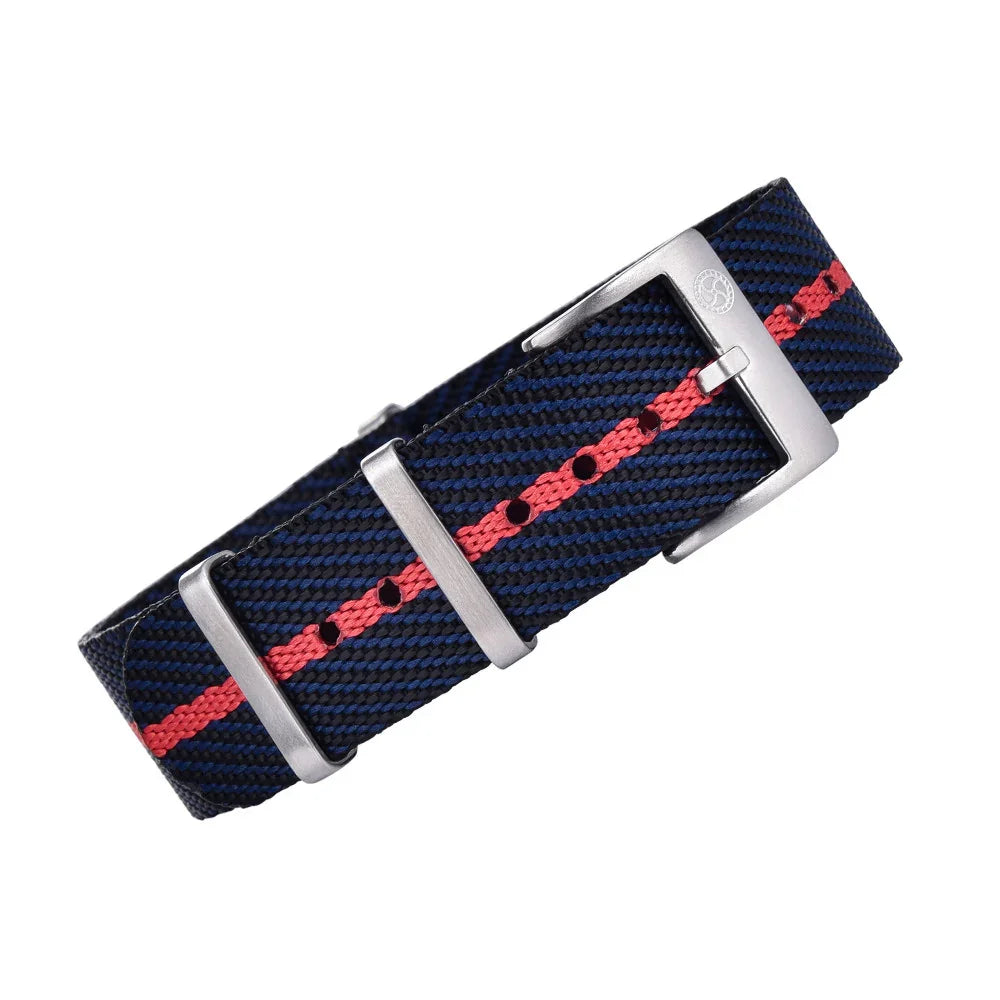KronoKeeper Premium NATO watch strap - Black/Navy/Red - NATO nylon watch strap