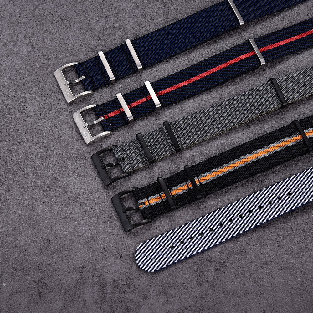Premium nato strap PVD buckle - Black/Grey/Orange