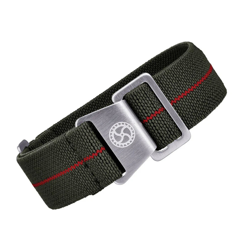 Parachute strap - Green/Red - NATO nylon watch strap