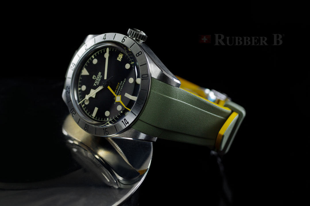 RubberB strap T807 for Tudor Military Green/Miltary Yellow