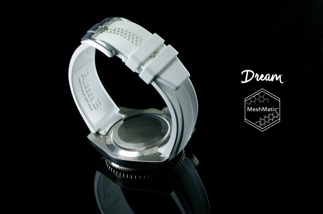 Rubber B Dream strap DM106CD White with buckle - detail