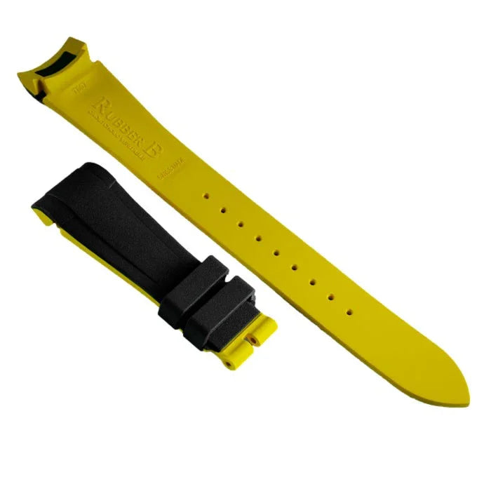 RubberB T807 for Tudor Black Bay Pro - Black/Miltary Yellow Strap - rubber watch strap