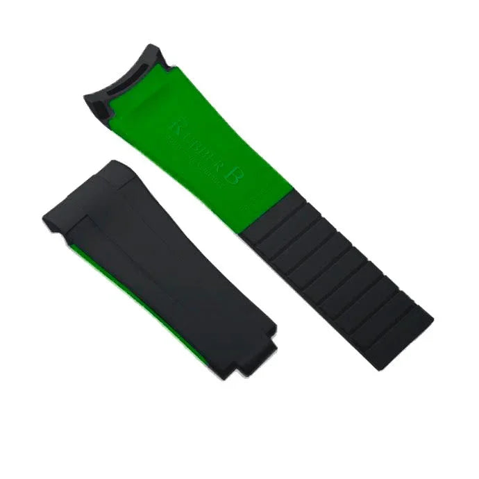 Rubber B Strap for Rolex Air-King 126900 - M215 Black/Green - rubber watch strap