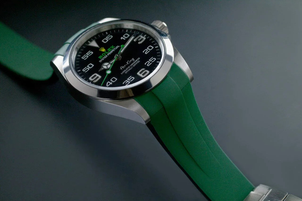 Rubber B Strap for Rolex Air-King 126900 - M215 Pine Green/Black - rubber watch strap