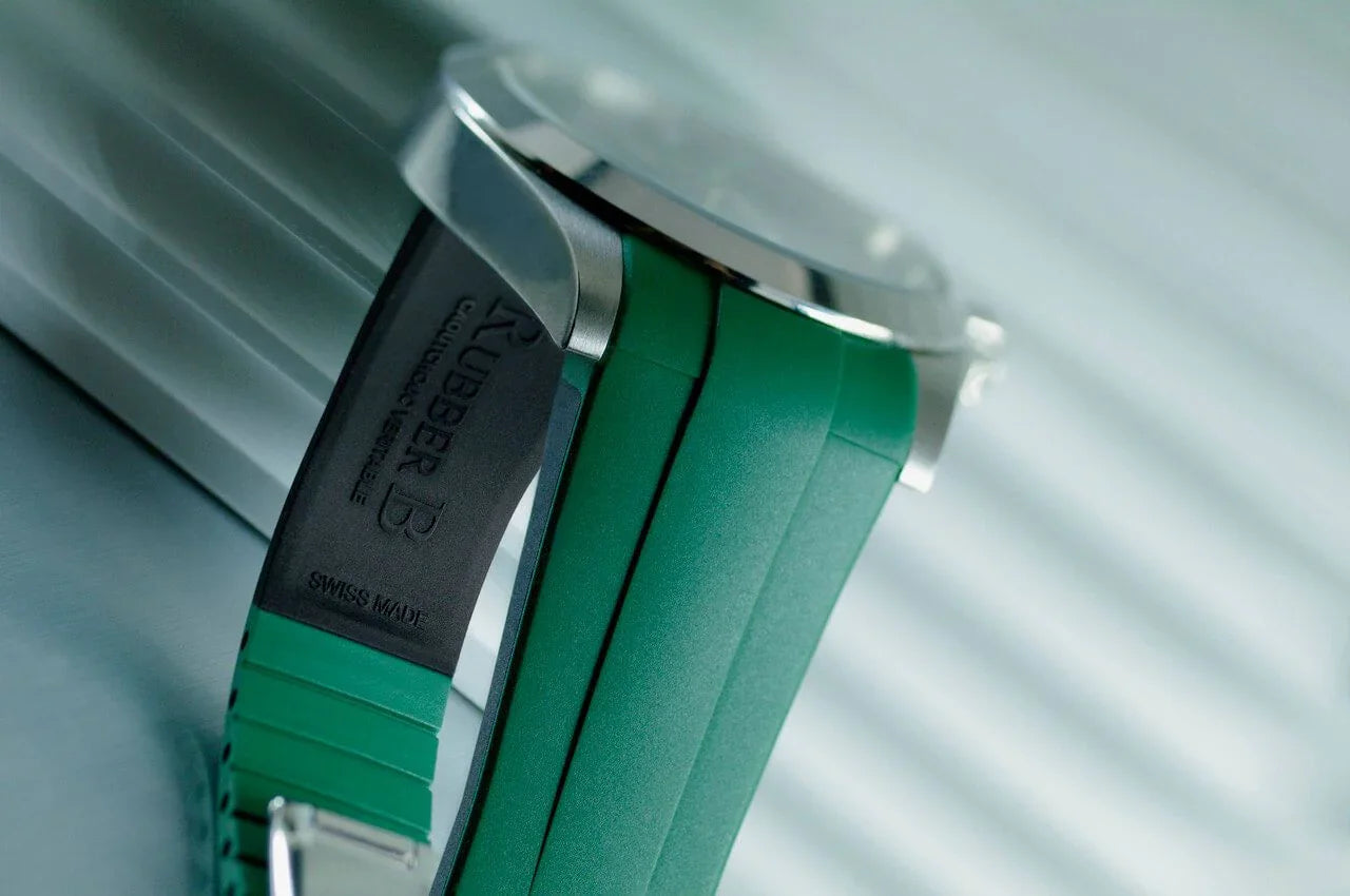 Rubber B Strap for Rolex Air-King 126900 - M215 Pine Green/Black - detail
