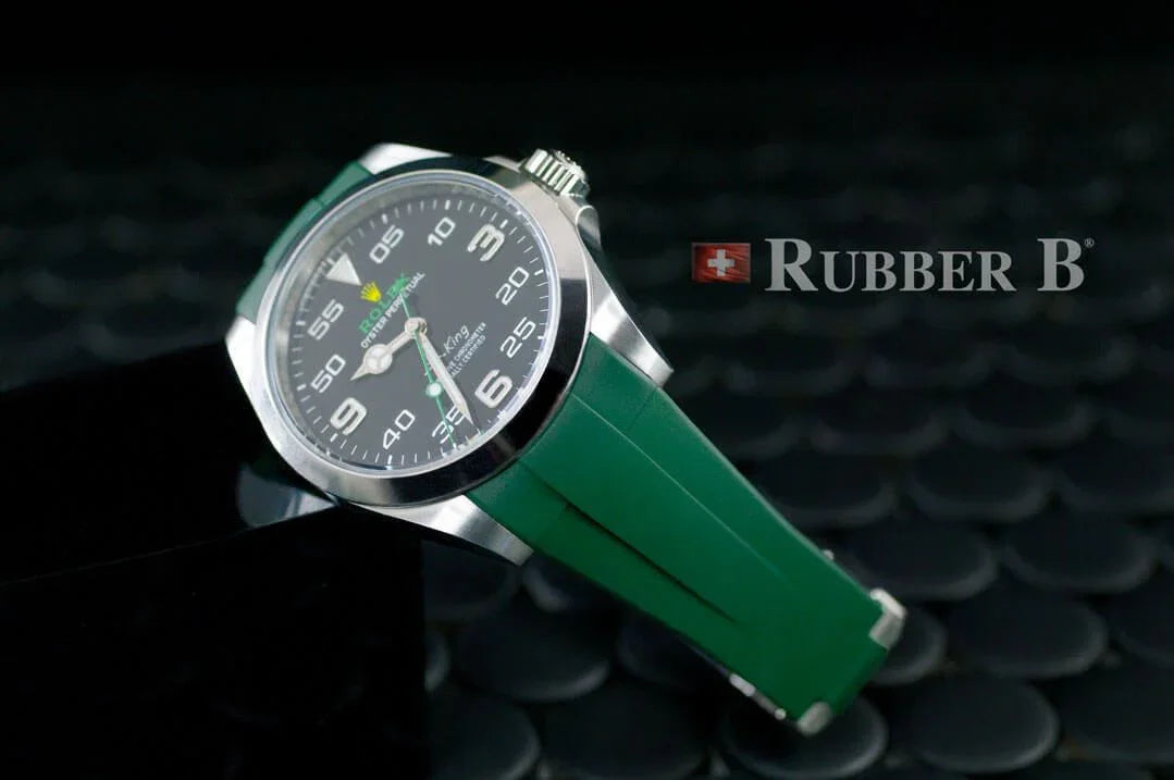 Rubber B Strap for Rolex Air-King 126900 - M215 Pine Green/Black - view 3