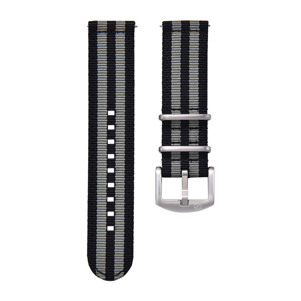 KronoKeeper 2 piece NATO strap - black/grey - NATO nylon watch strap