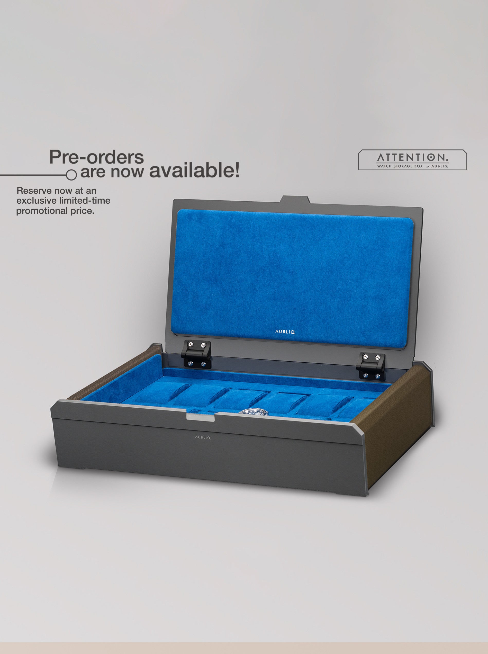 Aubliq 10/12 watch box in aluminium and leather