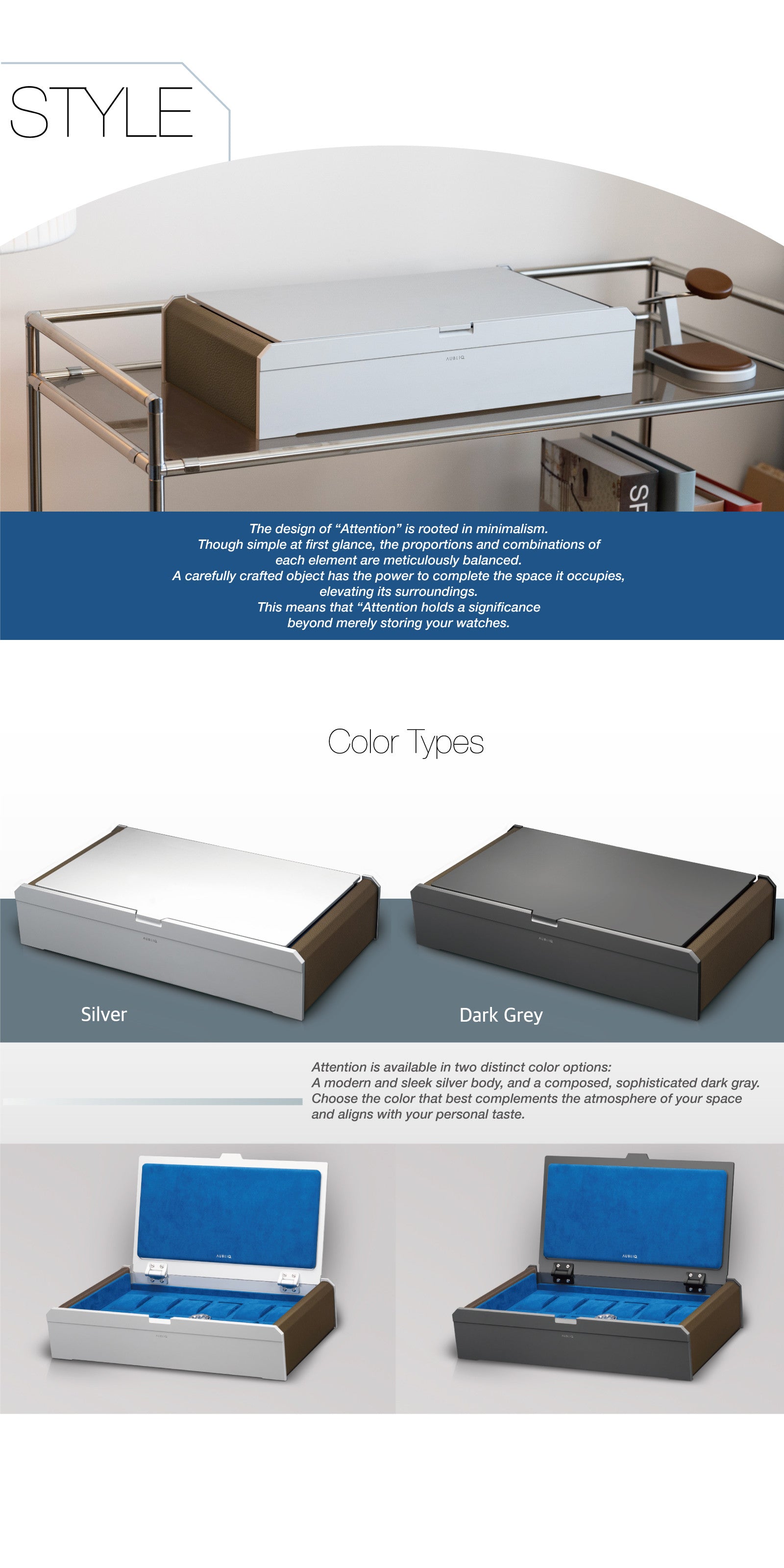 Aubliq 12 watch box in aluminium and leather