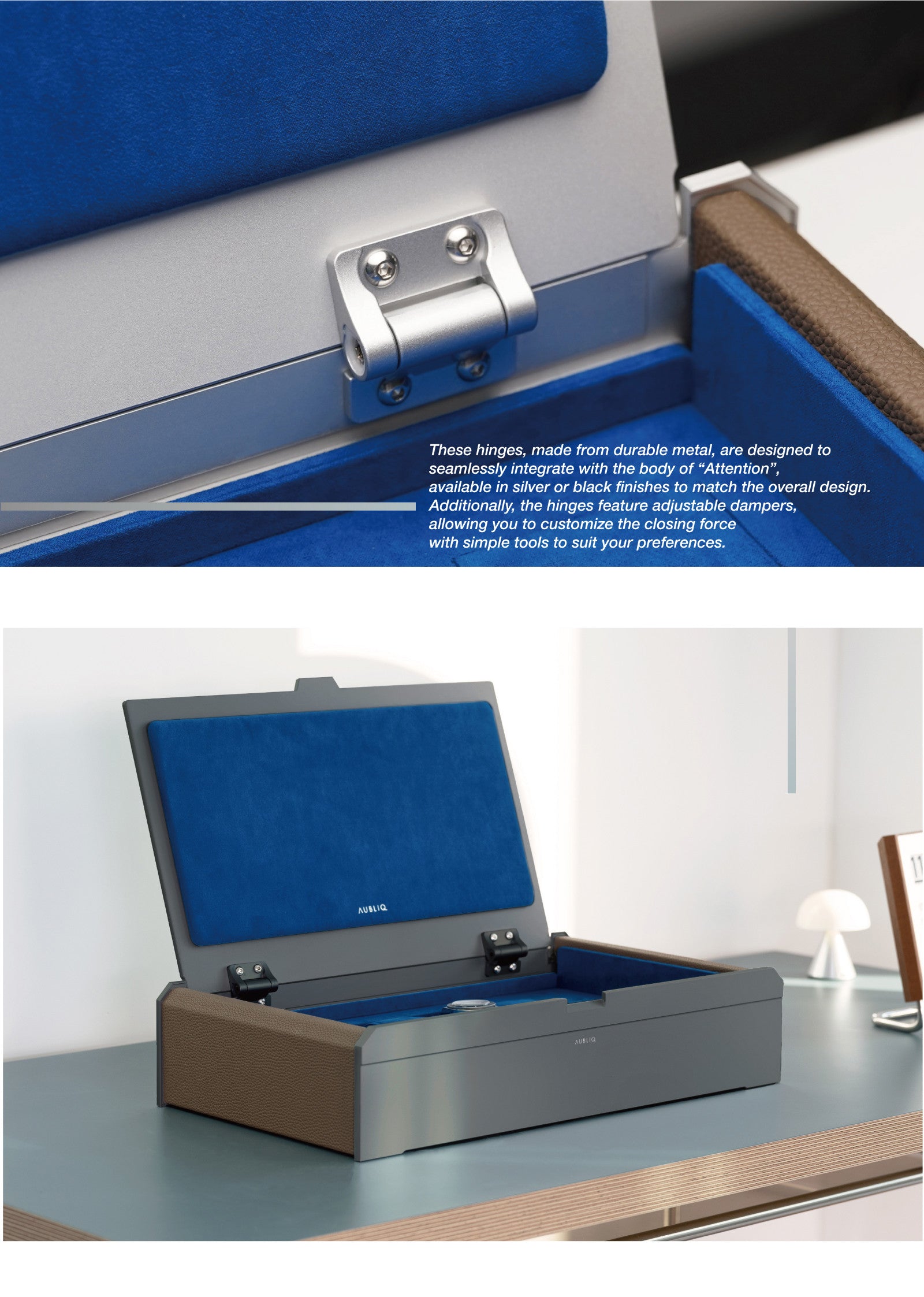 Aubliq 12 watch box in aluminium and leather