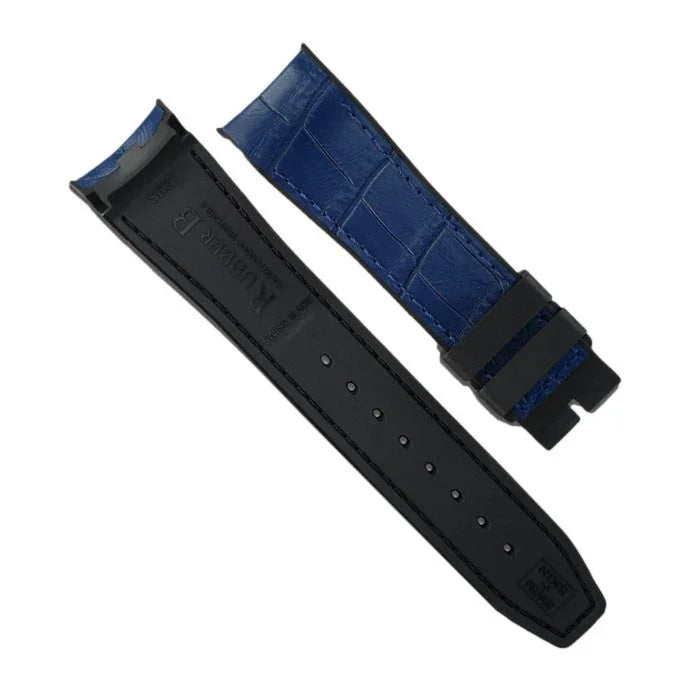 RubberB Alligator SwimSkin SK43 - Navy Blue 21mm Strap - alligator leather watch strap