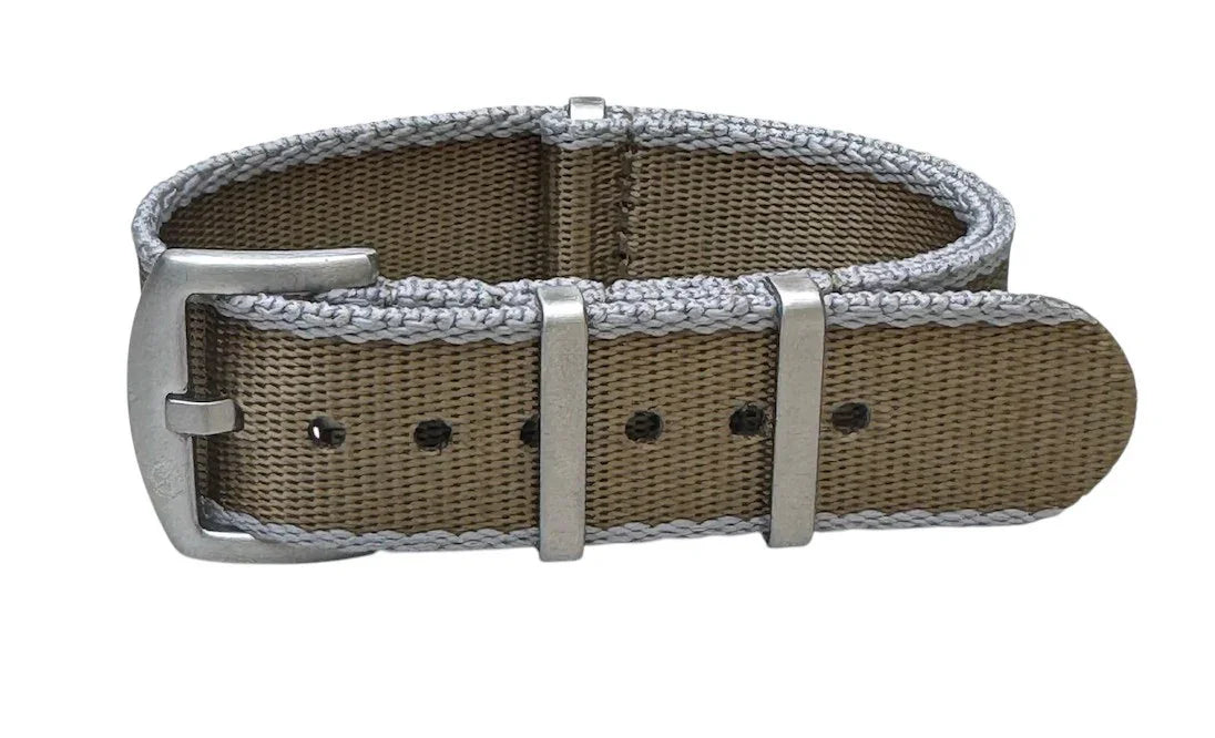 KronoKeeper Seat Belt NATO strap - Grey/Khaki - NATO nylon watch strap