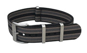 KronoKeeper ribbed NATO strap - Black/Khaki/Grey