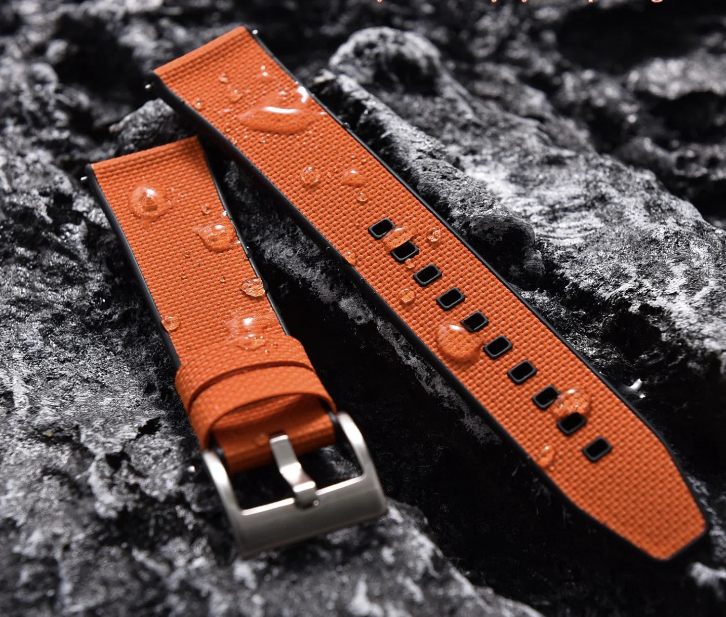 KronoKeeper double-layer FKM rubber strap - Navy Blue - detail
