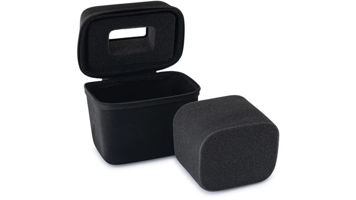 Watch travel case, fabric covered hard shell with window and foam inner - detail