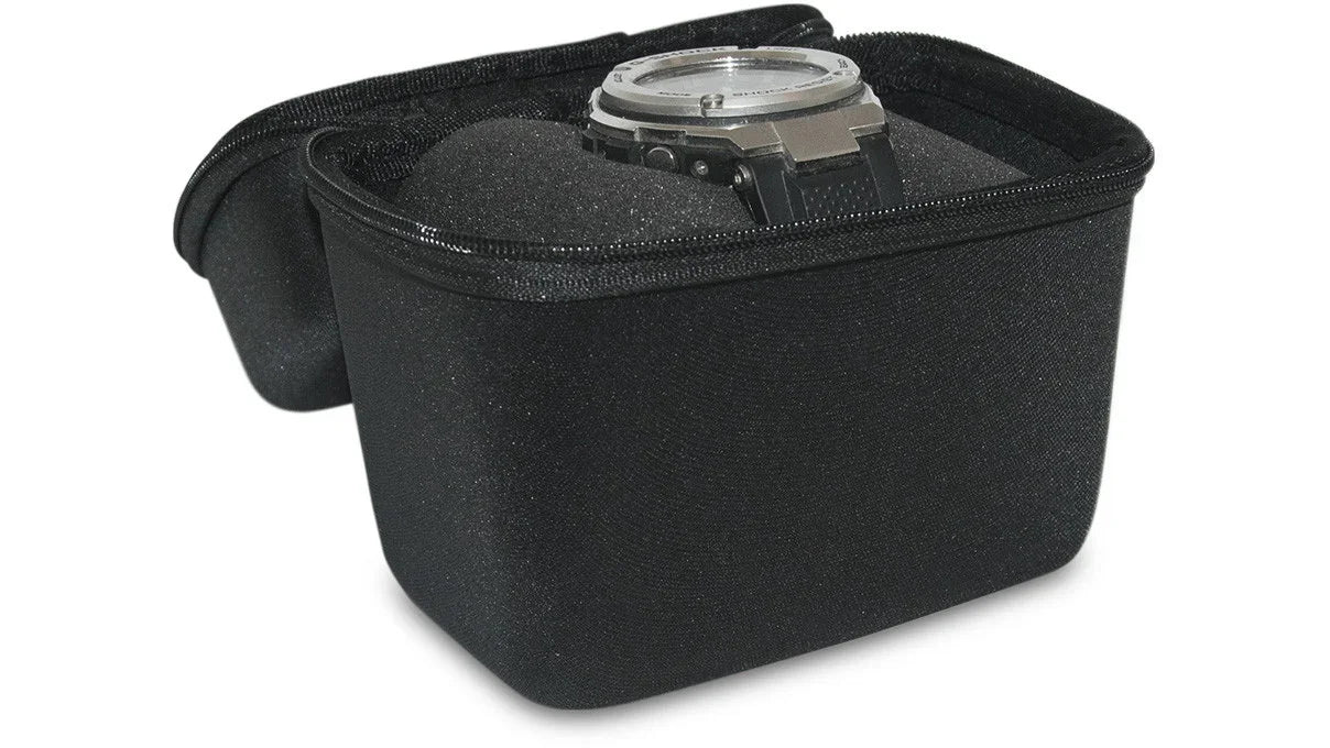 Watch travel case, fabric covered hard shell with window and foam inner - view 3