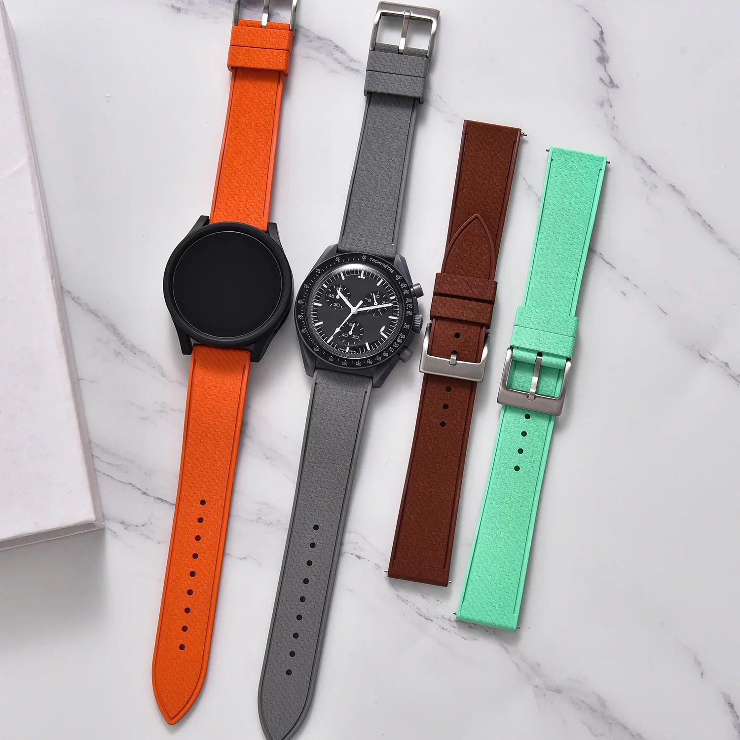 KronoKeeper Rubber Strap Mosaic - Grey - detail