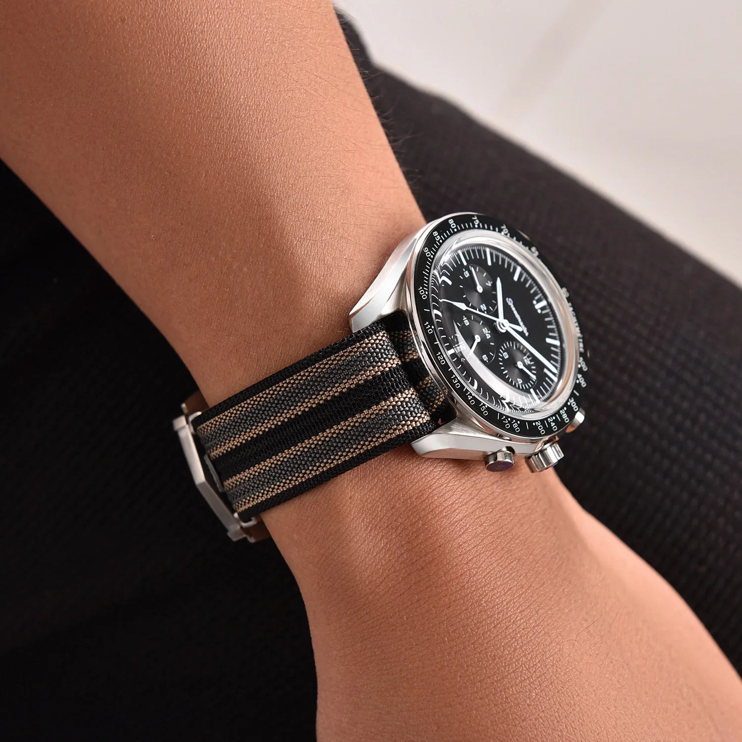KronoKeeper ribbed NATO strap with deployant buckle - Black - view 5