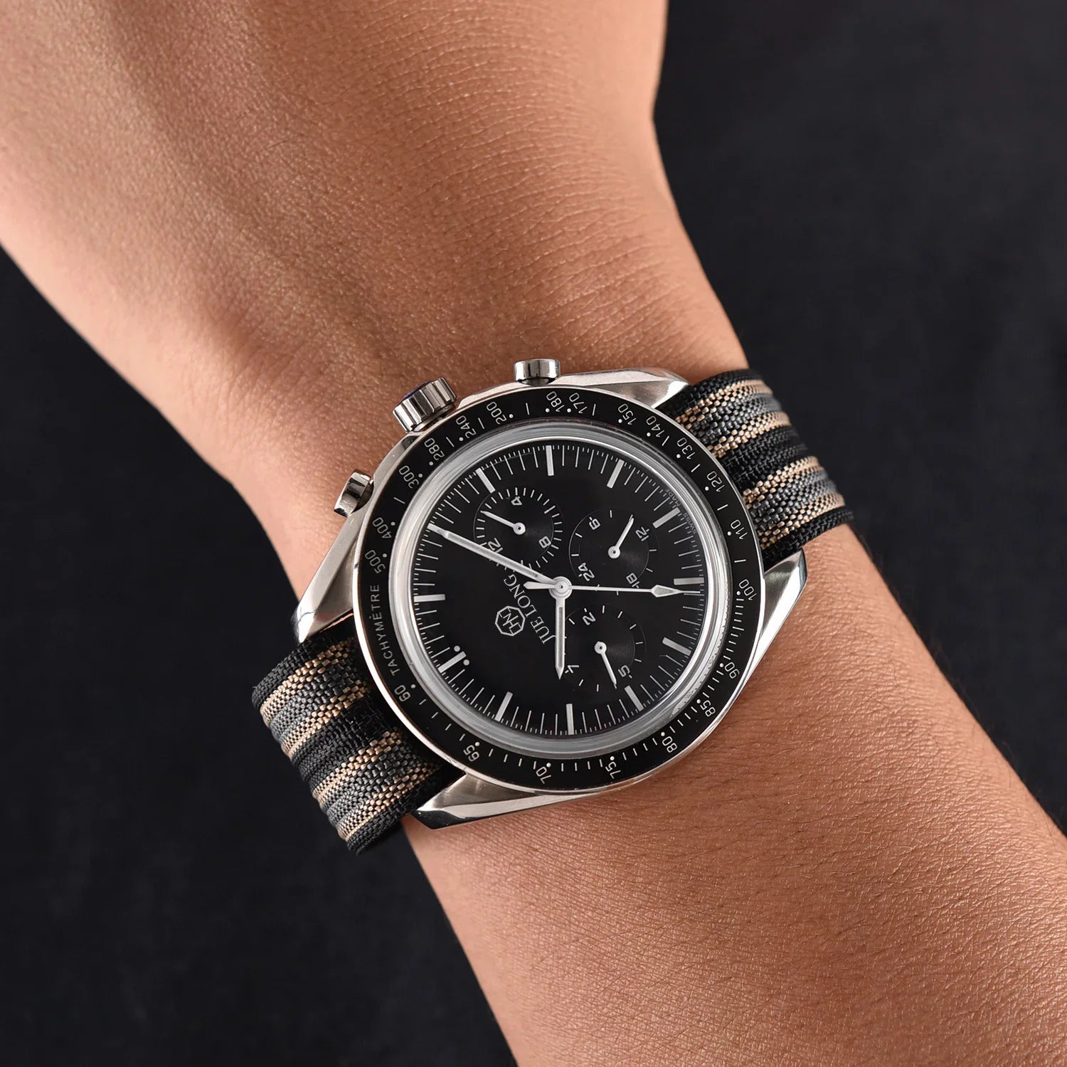 KronoKeeper ribbed NATO strap with deployant buckle - Black - view 6