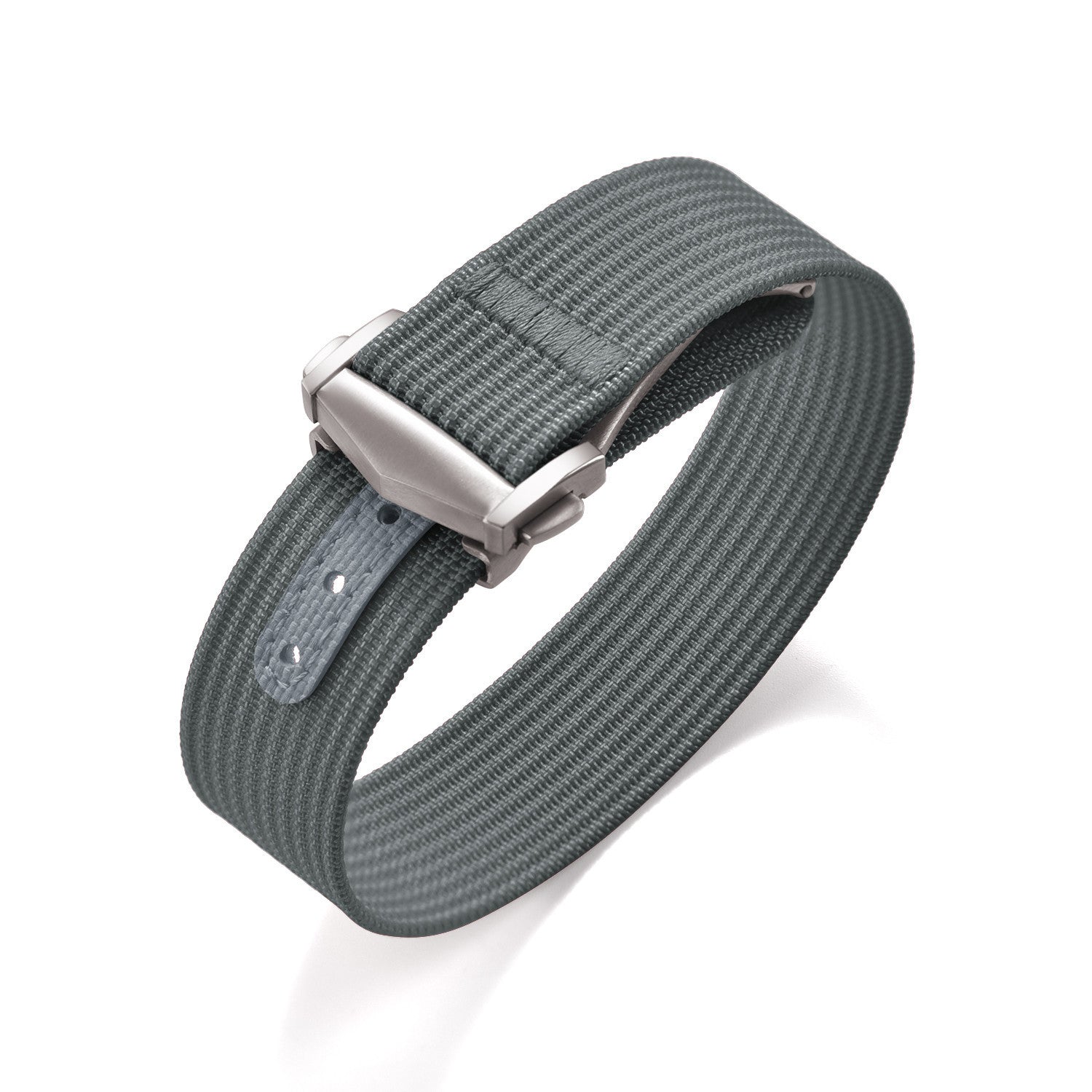 KronoKeeper ribbed nato strap with deployant buckle - Grey