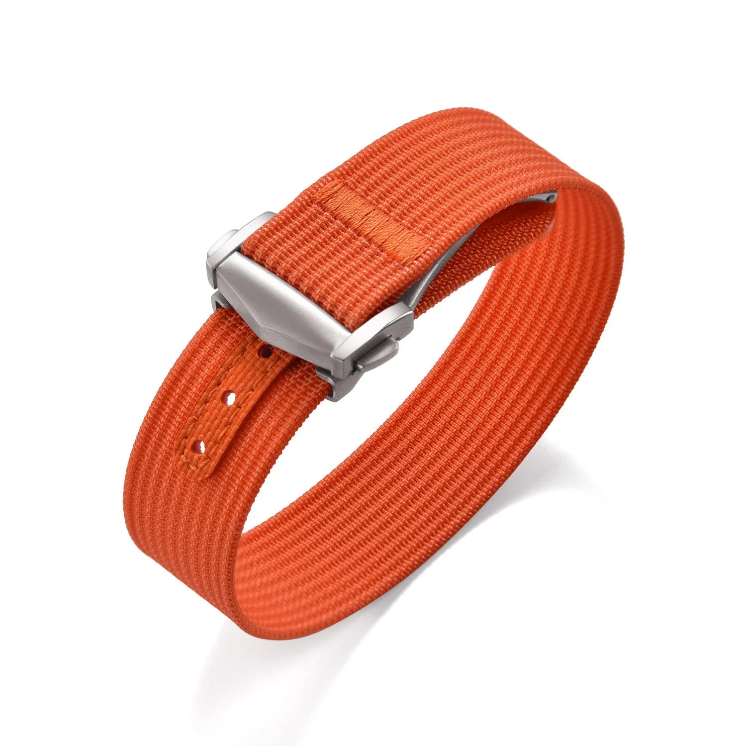 KronoKeeper ribbed NATO strap with deployant buckle - Orange - NATO nylon watch strap