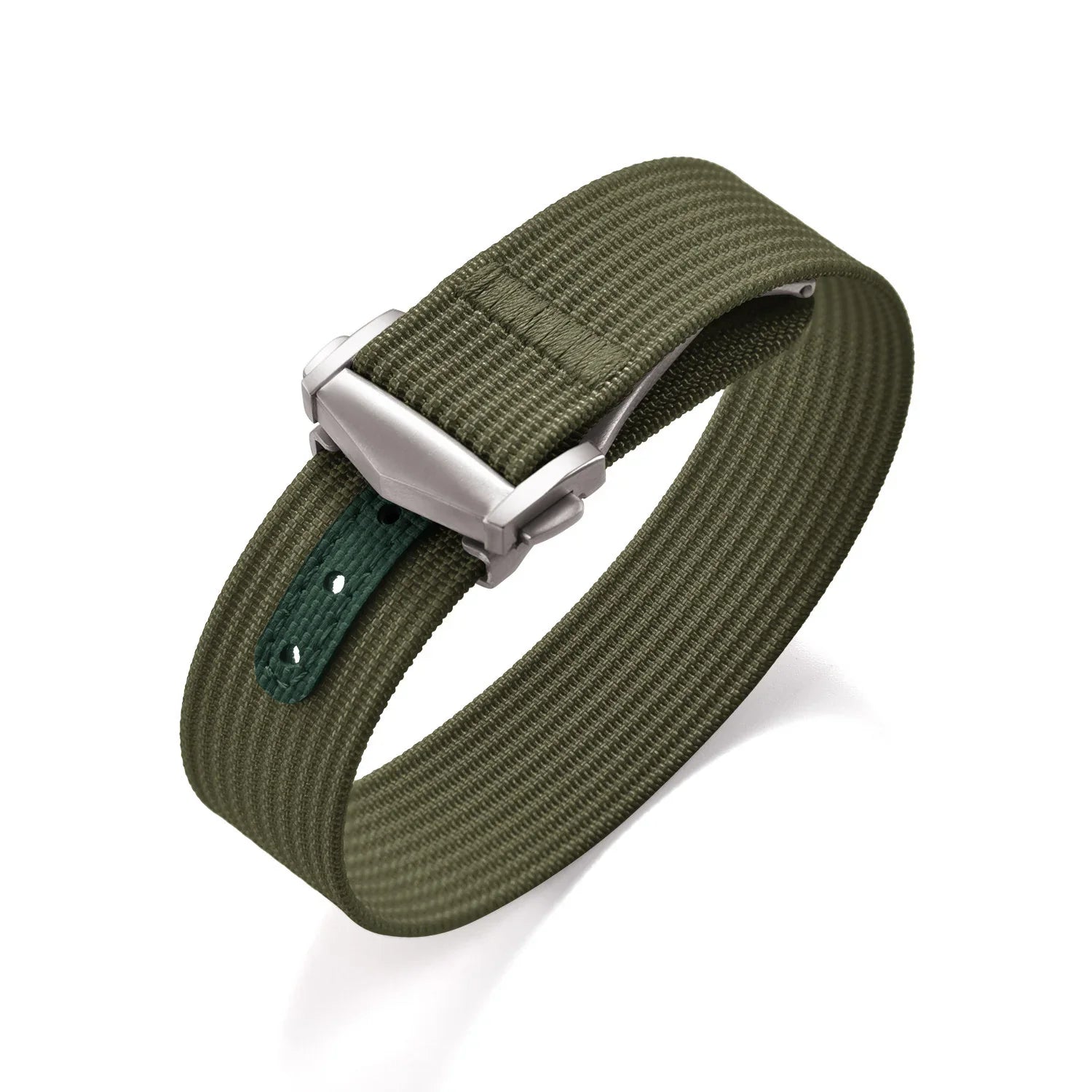 KronoKeeper ribbed NATO strap with deployant buckle - Military Green - NATO nylon watch strap