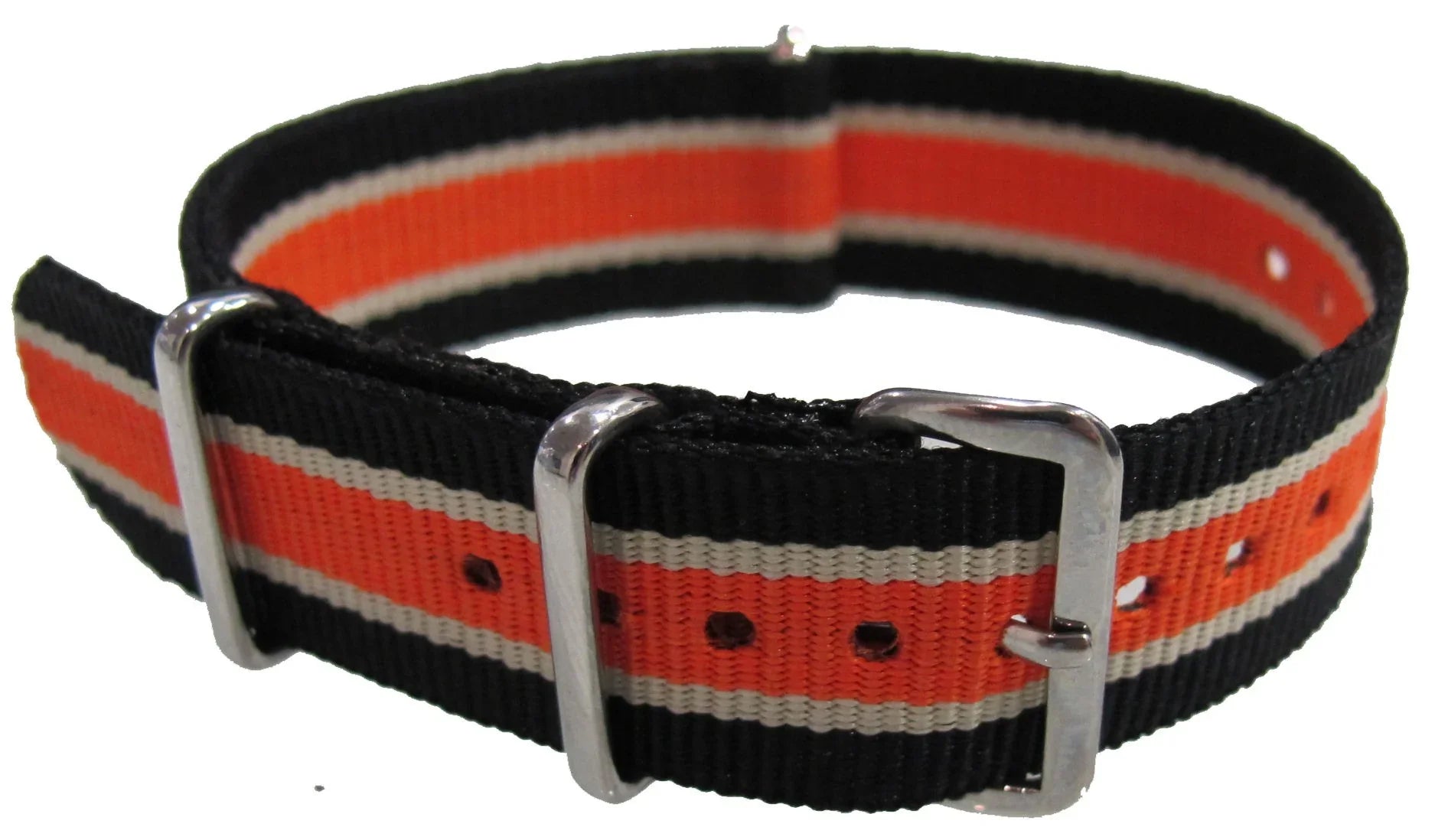 NATO watch strap Black/orange/White - NATO nylon watch strap