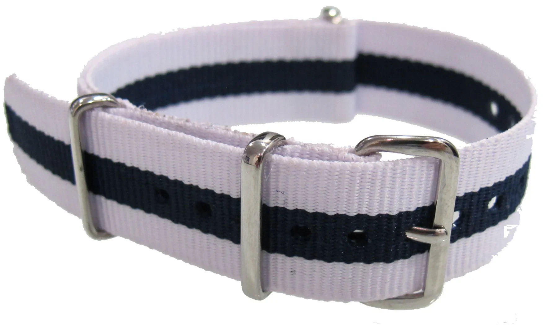 NATO watch strap White/Blue - NATO nylon watch strap