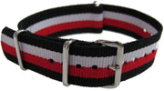 NATO watch strap Black/Red/White/Black - NATO nylon watch strap