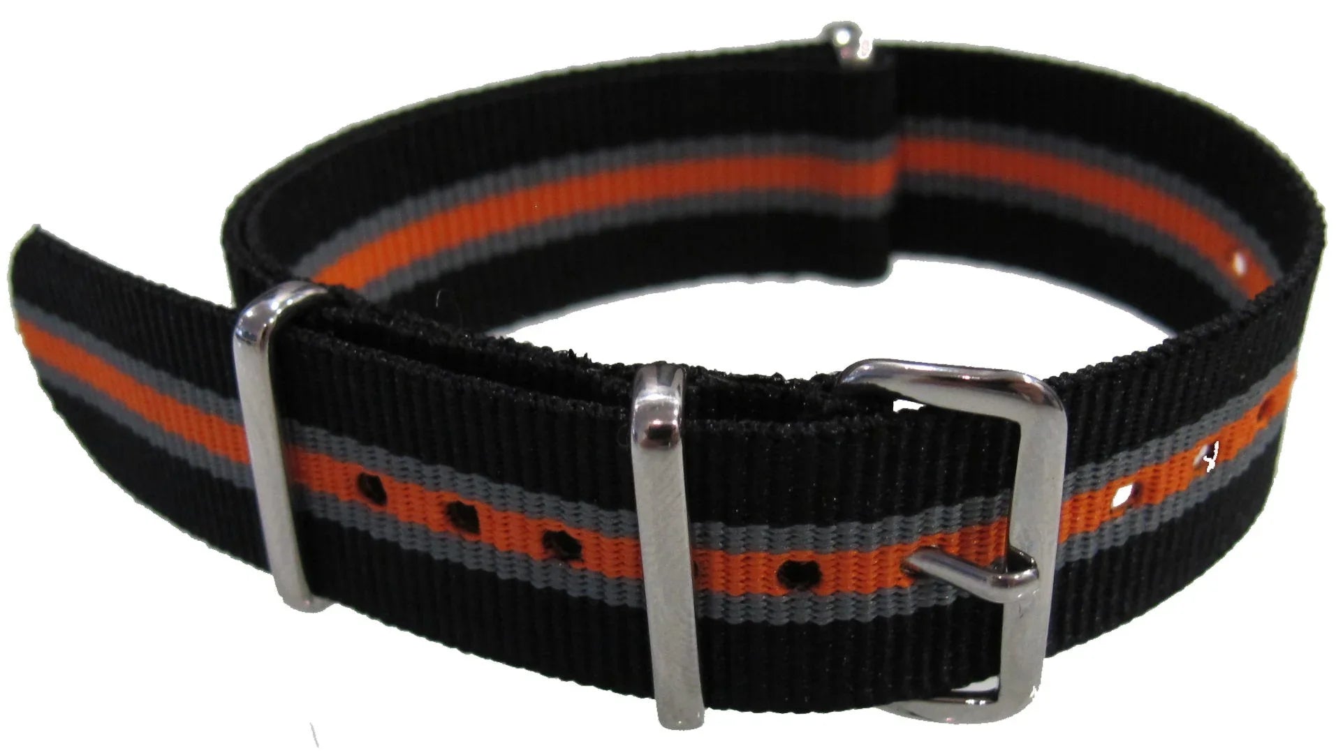 NATO watch strap Black/Grey/Orange - NATO nylon watch strap