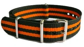 NATO watch strap Black/orange - NATO nylon watch strap