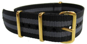 NATO watch strap Black/Grey Gold - NATO nylon watch strap