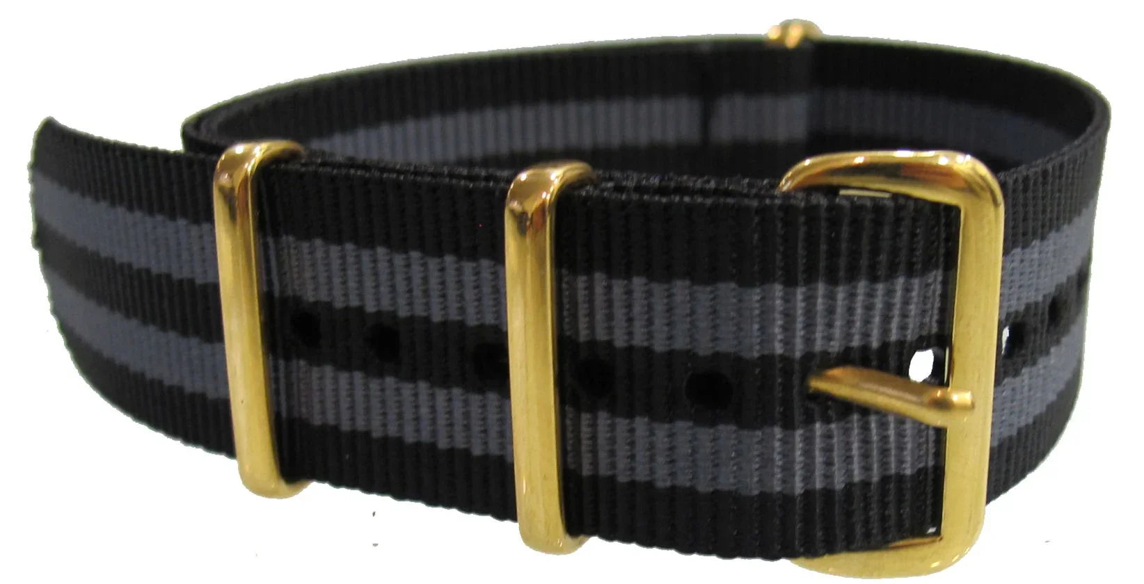 NATO watch strap Black/Grey Gold - NATO nylon watch strap