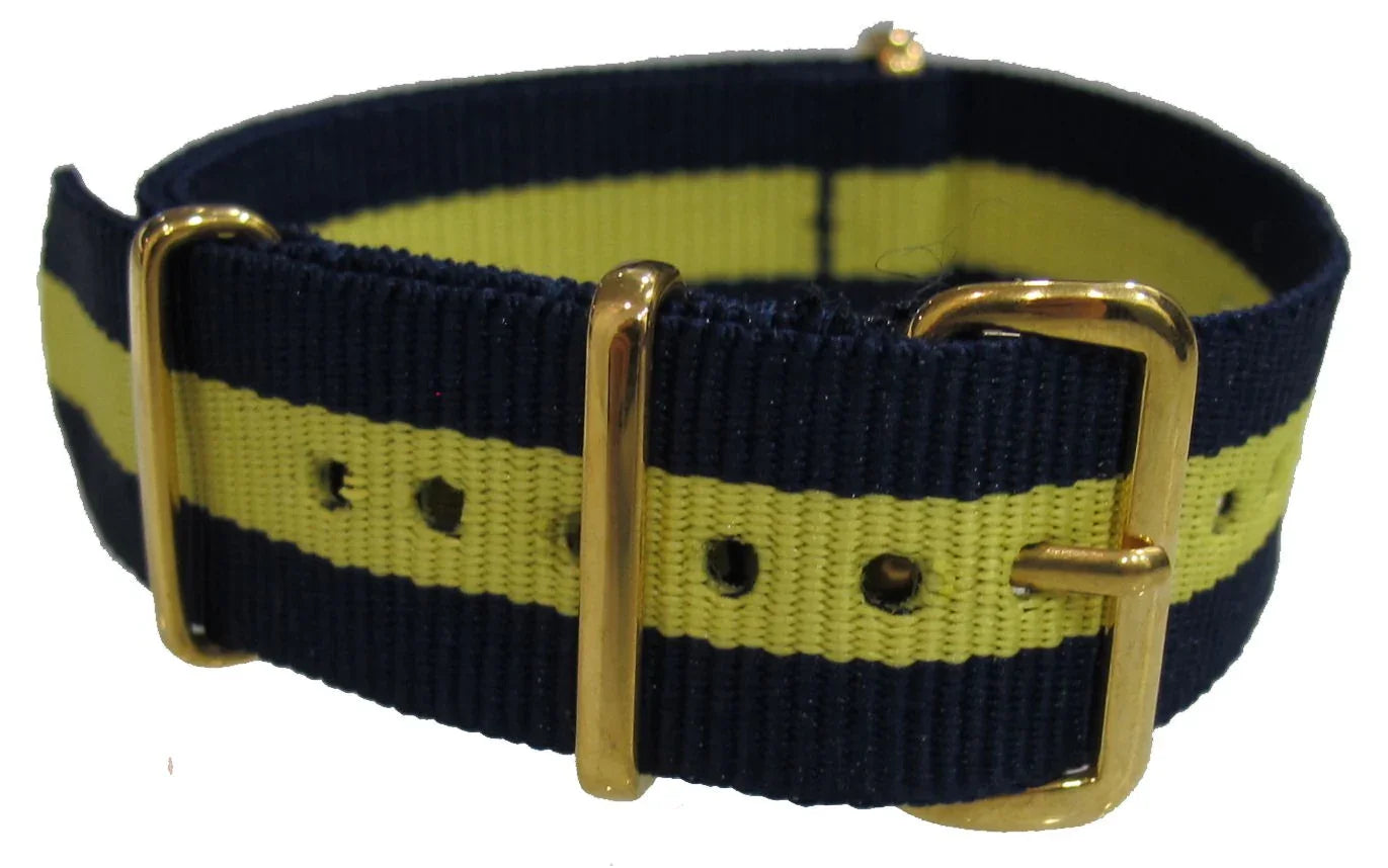 NATO strap - Blue/Yellow/Gold - NATO nylon watch strap