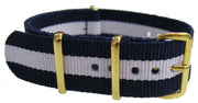 NATO strap - Blue/White Gold - NATO nylon watch strap
