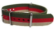 NATO watch strap - Sand/Red/Green - NATO nylon watch strap