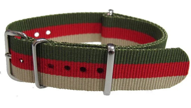 NATO watch strap - Sand/Red/Green - NATO nylon watch strap