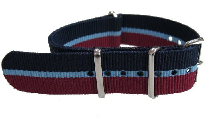 NATO watch strap - Dark Blue/Light Blue/Maroon - NATO nylon watch strap