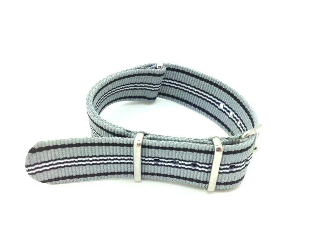 NATO watch strap - Grey/Black/White - NATO nylon watch strap