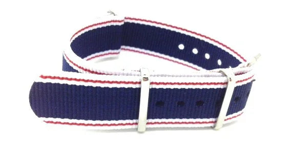 NATO watch strap - White/Red/Blue - NATO nylon watch strap