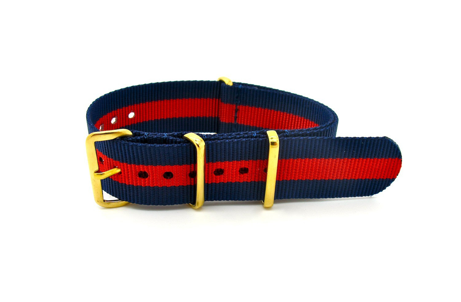 NATO watch strap Blue/Red Gold