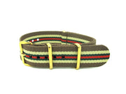 NATO Gold watch strap - Khaki/White/Green/Red - NATO nylon watch strap