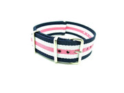NATO watch strap - Navy/White/Pink - NATO nylon watch strap