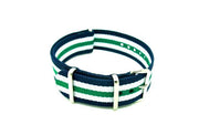 NATO watch strap - Navy/White/Green - NATO nylon watch strap