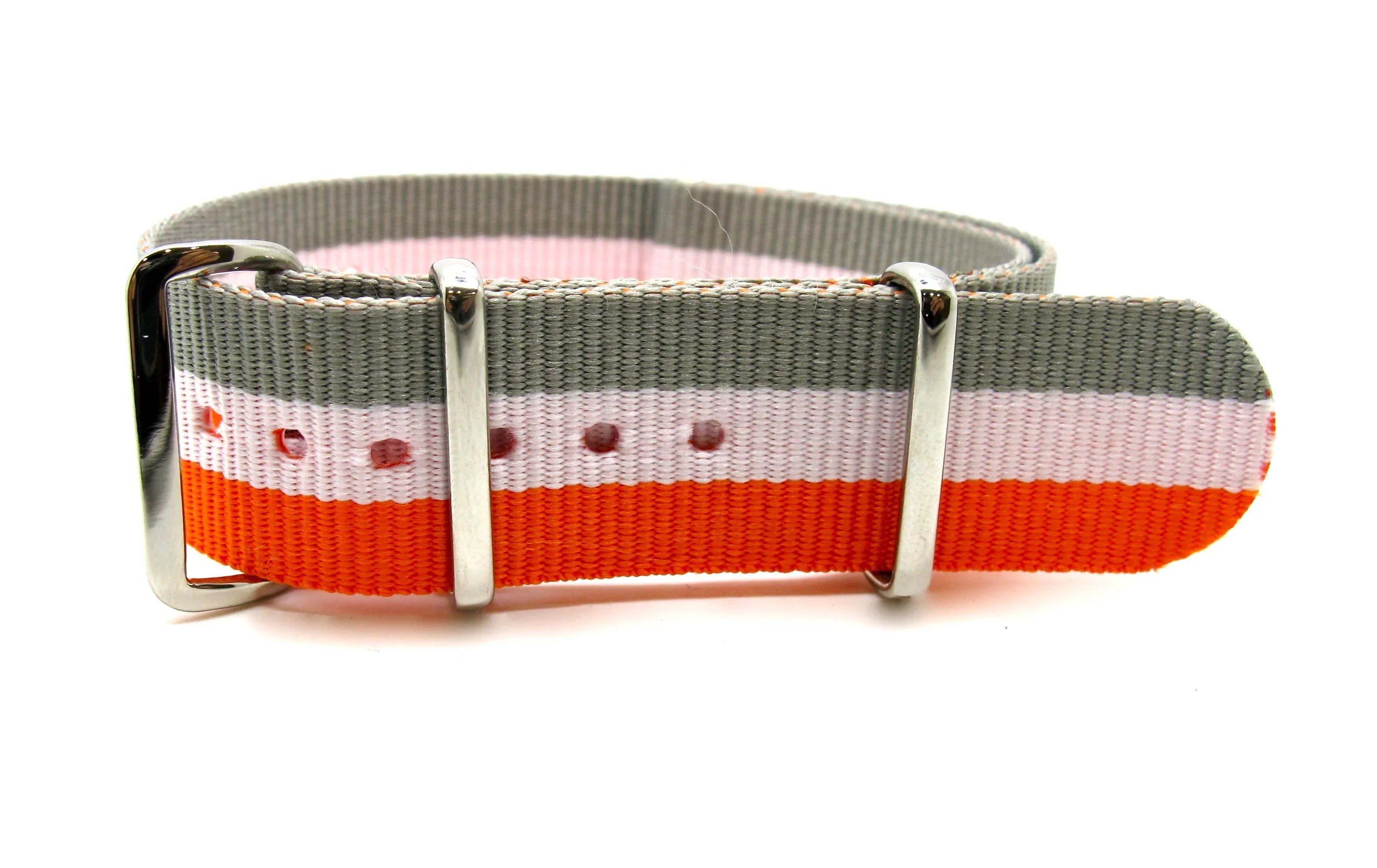 NATO watch strap - Grey/White/Orange - NATO nylon watch strap