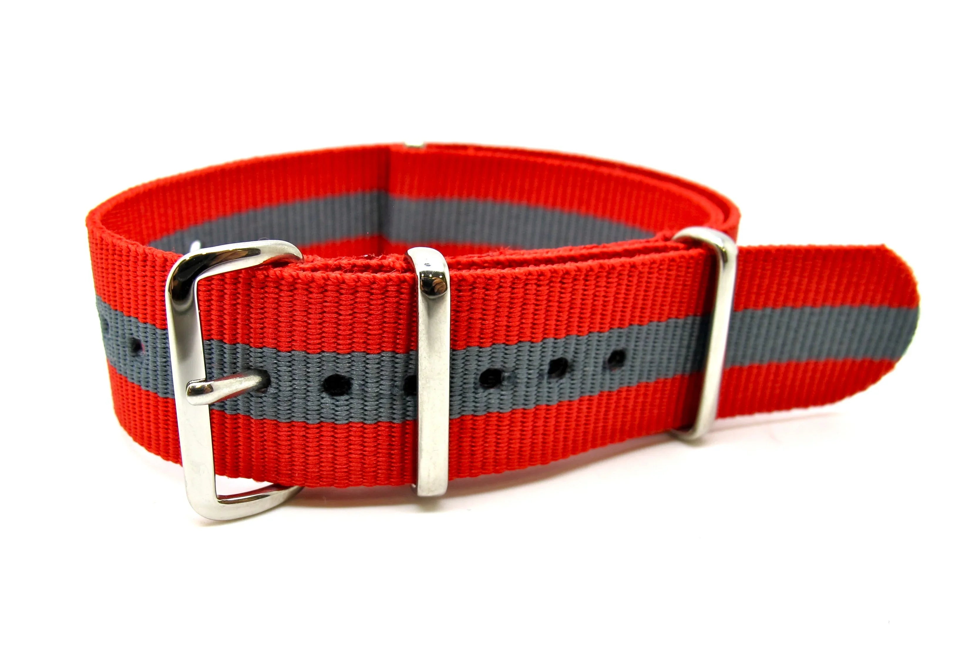 NATO watch strap - Red/Grey - NATO nylon watch strap