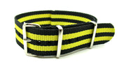 NATO watch strap - Black/Yellow - NATO nylon watch strap