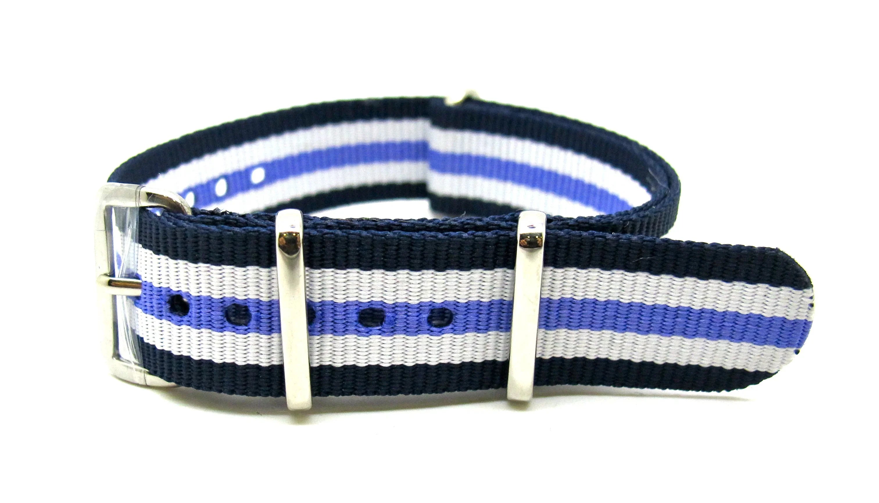 NATO watch strap - Navy/White/Purple - NATO nylon watch strap